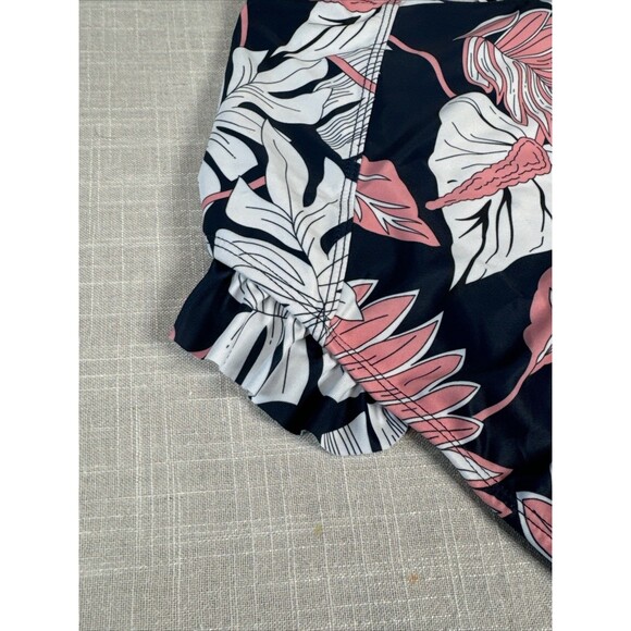 Shekini High Waist Ruffle Bikini‎ Bottom Women’s Size Small Navy White Pink - Picture 4 of 12